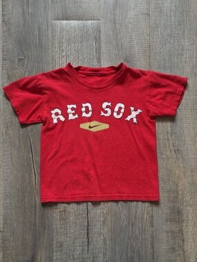 Nike Red 'Red Sox' Graphic Tee with Yellow Accent